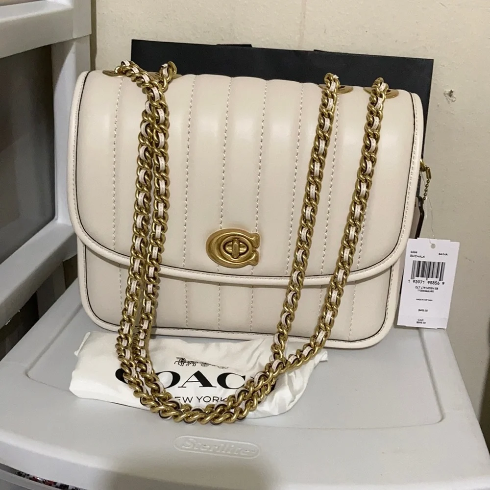 Coach chalk. Quilted leather Madison shoulder handbag  brass tone hardware